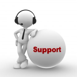 3d people - man, person with headphone and word support